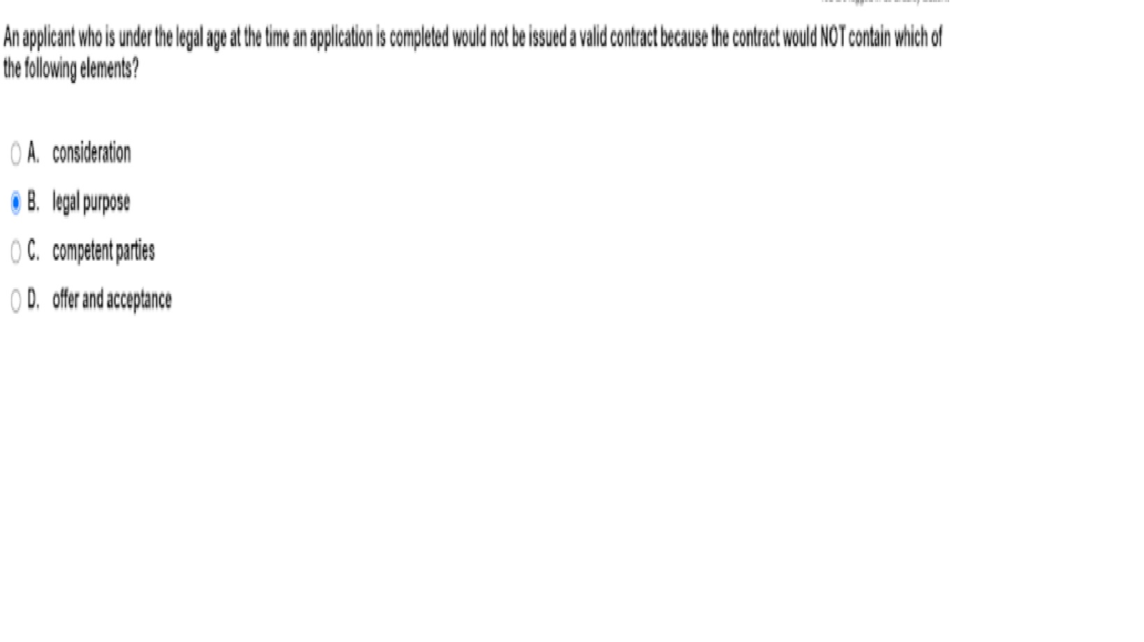Solved the following elentents? A. consideration 8. legal | Chegg.com