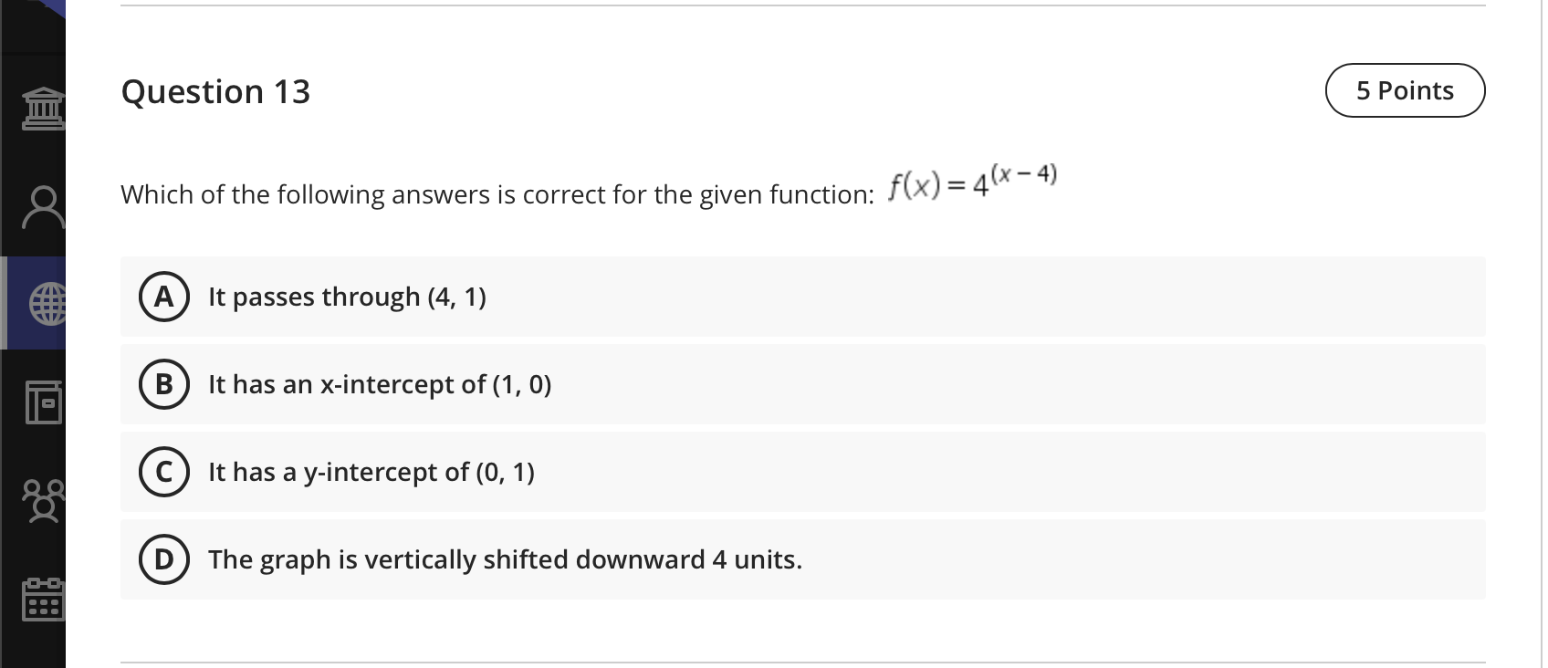 Solved Question 13 5 Points & Which of the following answers | Chegg.com