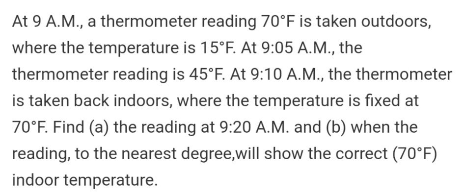 Solved At 9 A.M., a thermometer reading 70%F is taken | Chegg.com