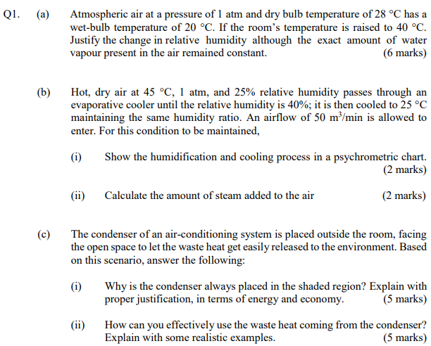 Solved Q1. (a) Atmospheric air at a pressure of 1 atm and | Chegg.com