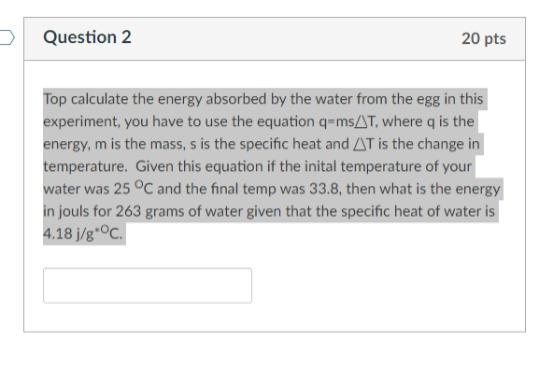 Solved Top Calculate The Energy Absorbed By The Water From | Chegg.com