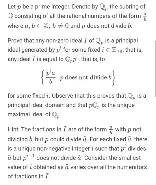 Solved Let P Be A Prime Integer Denote By Qp The Subring Chegg Com