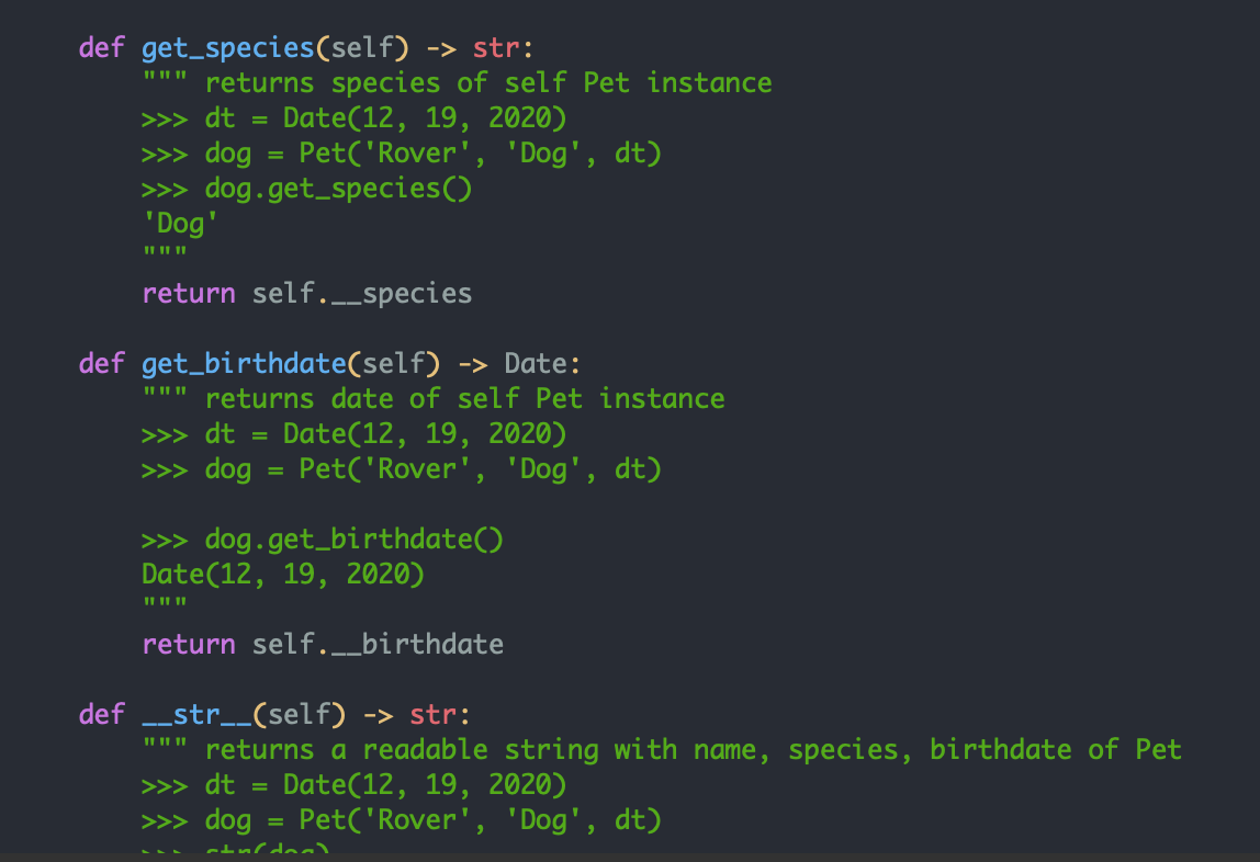 Solved (in python) Within pet.py implement the __eq__ method | Chegg.com