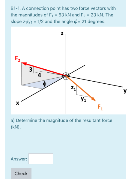 Solved B1-1. A connection point has two force vectors with | Chegg.com