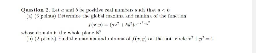 Solved Question 2. Let A And B Be Positive Real Numbers Such | Chegg.com