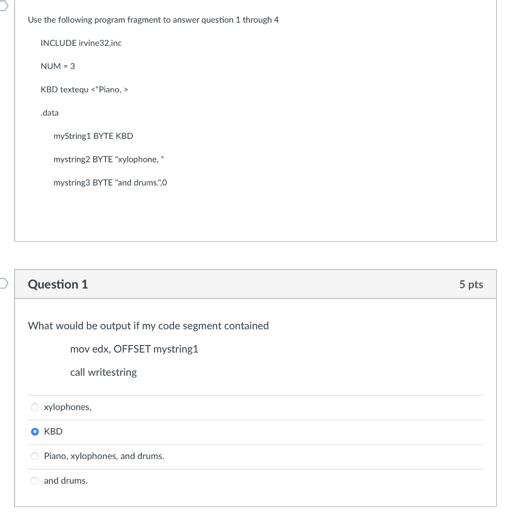 Solved Use the following program fragment to answer question | Chegg.com