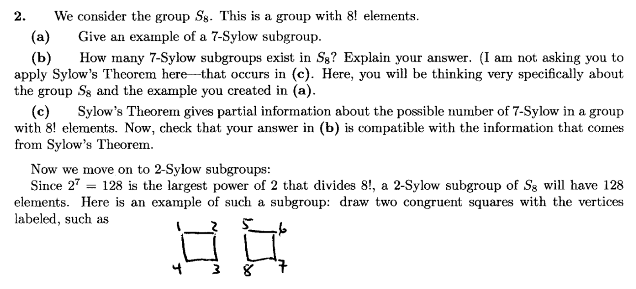 Solved 2. We consider the group S8. This is a group with 8 ! | Chegg.com