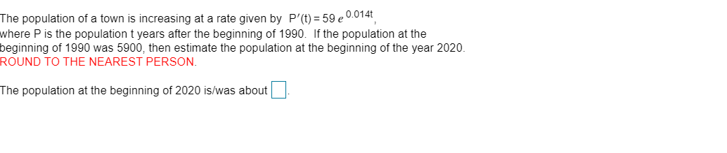 Solved The population of a town is increasing at a rate | Chegg.com