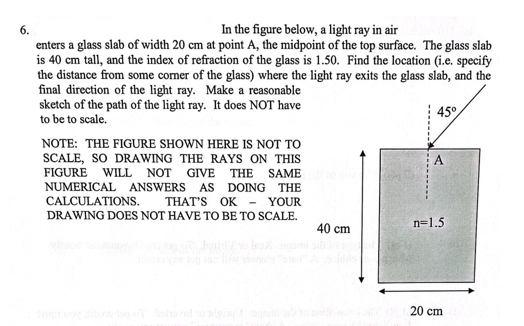 Solved 6. In the figure below, a light ray in air enters a | Chegg.com