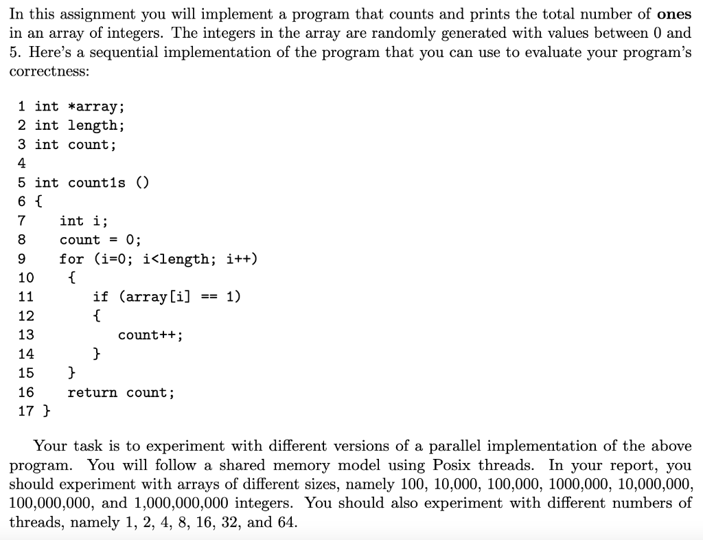 Solved In C++. Make sure to include the experimental setup | Chegg.com