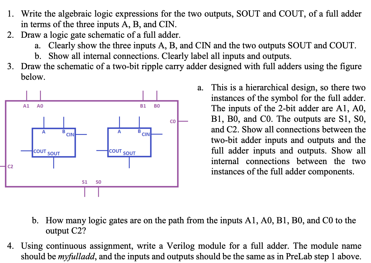 Solved PROBLEM STATEMENT A logic circuit is needed to add | Chegg.com