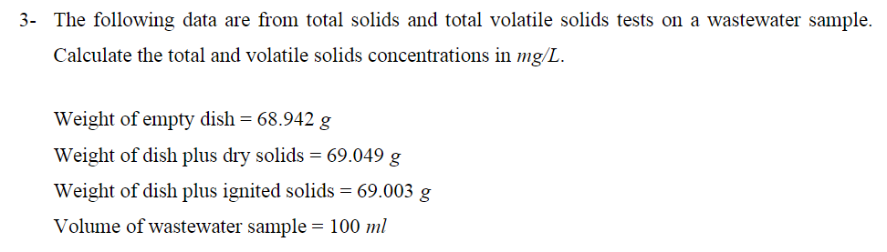 total solids in wastewater experiment