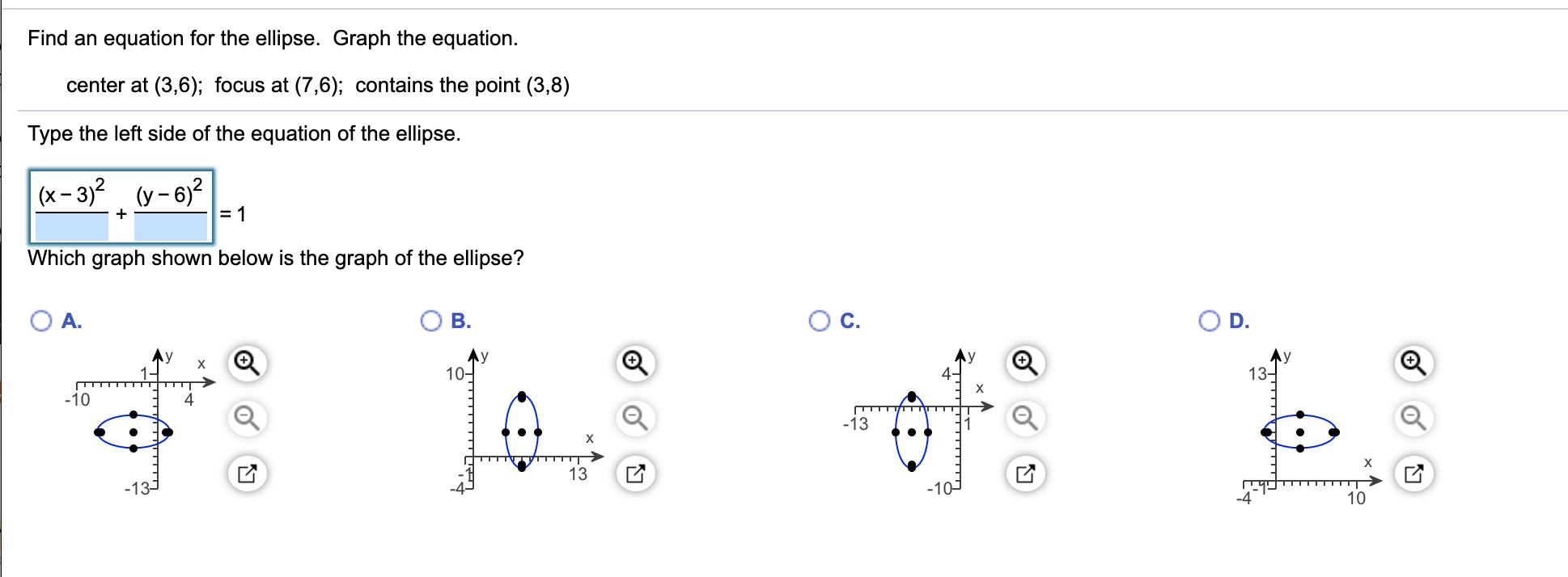 Solved Find an equation for the ellipse graph the equation. | Chegg.com