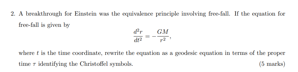 Solved 2. A breakthrough for Einstein was the equivalence | Chegg.com