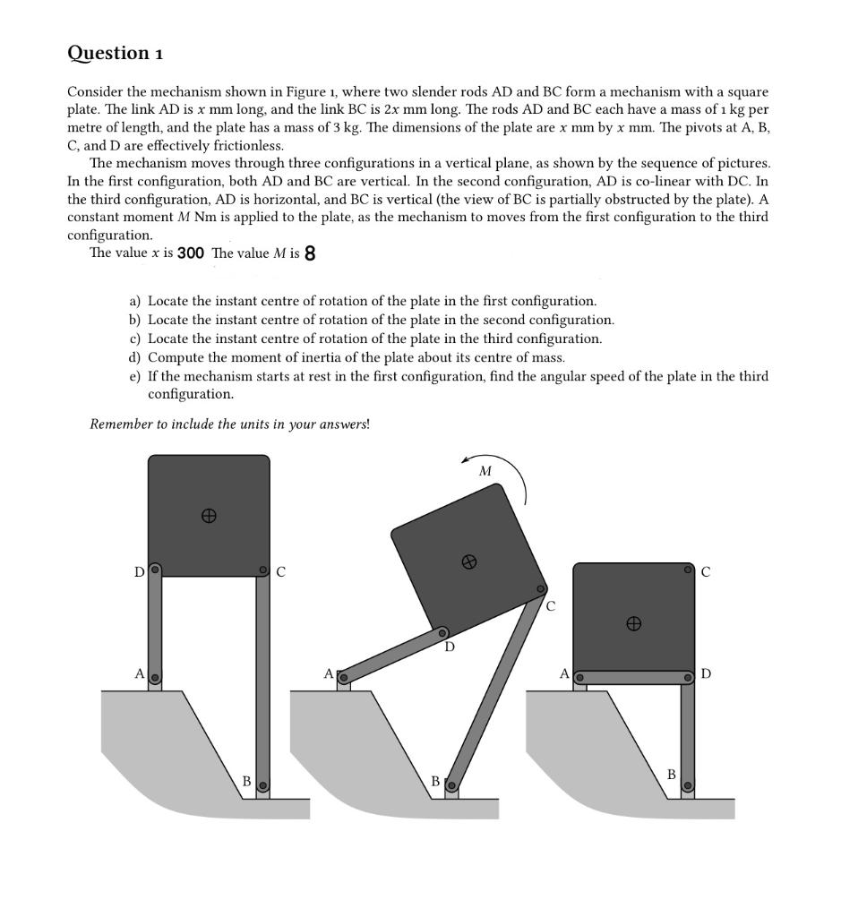 Solved Question 1 Consider the mechanism shown in Figure 1, | Chegg.com