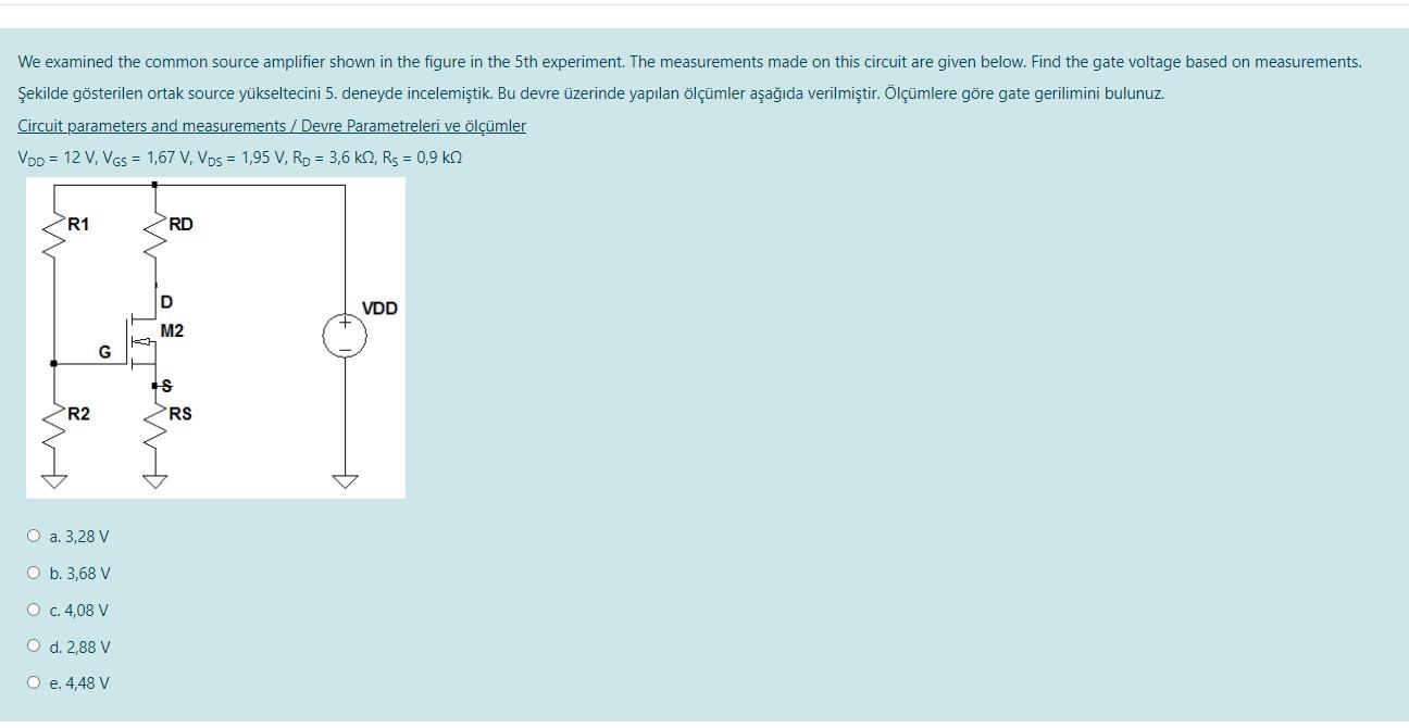 Solved We examined the common source amplifier shown in the | Chegg.com