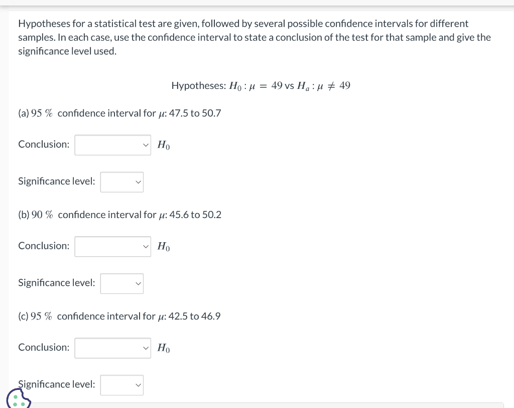 Solved Hypotheses for a statistical test are given, followed | Chegg.com