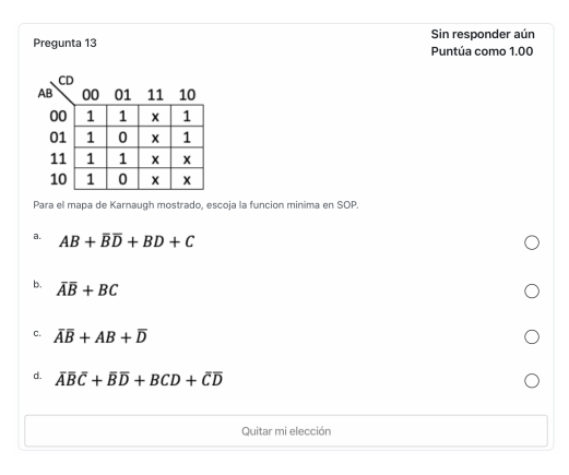 Solved For The Karnaugh Map Shown, Select The Minimum | Chegg.com