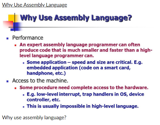 Solved Why Use Assembly Language Why Use Assembly Language? | Chegg.com