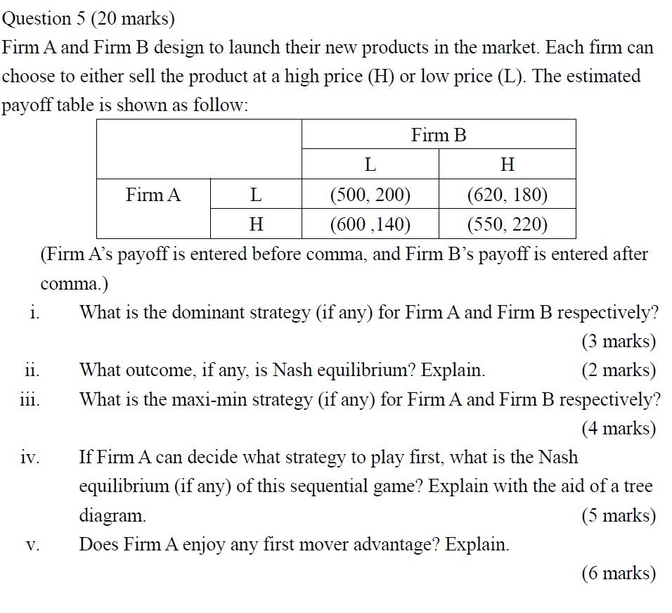 Solved Question 5 (20 Marks) Firm A And Firm B Design To | Chegg.com