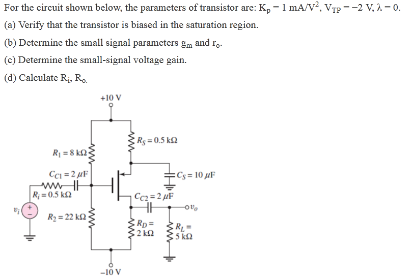 Solved For the circuit shown below, the parameters of | Chegg.com