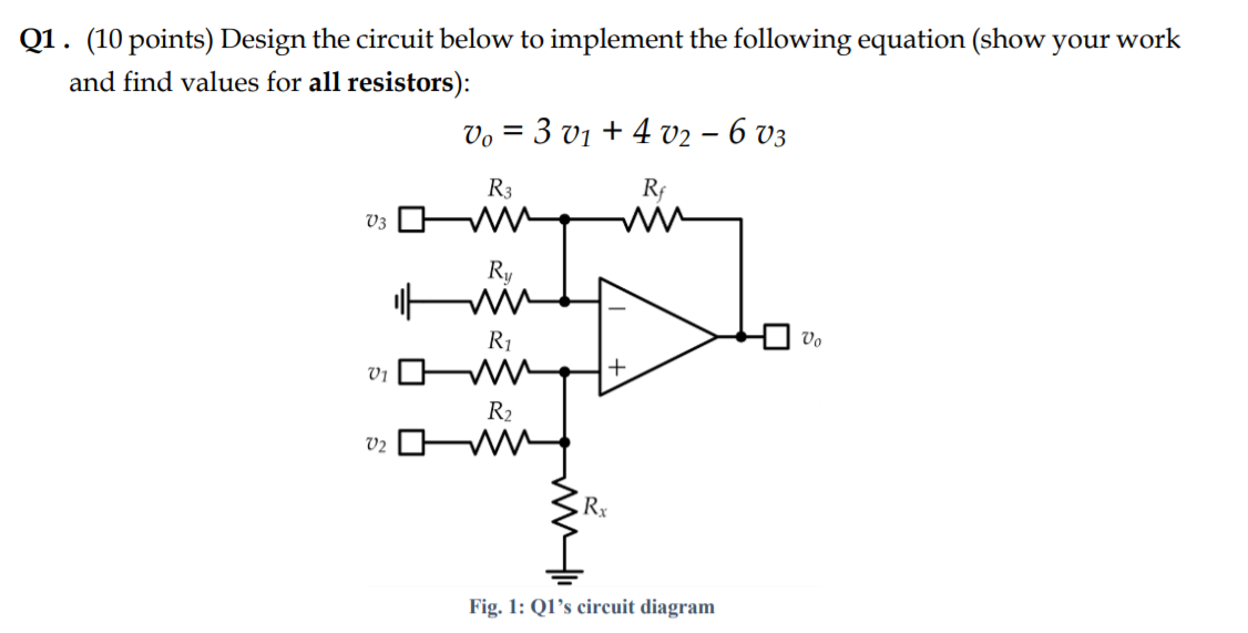 Solved Using the following formula: Vo=3 V1+4 V2-6 V3 C = | Chegg.com