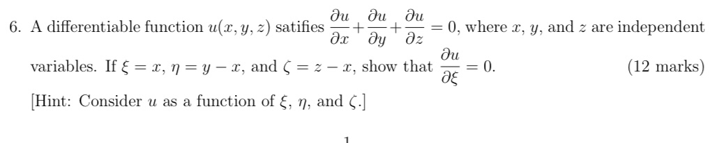 Solved 6. A differentiable function u(x,y,z) satifies | Chegg.com