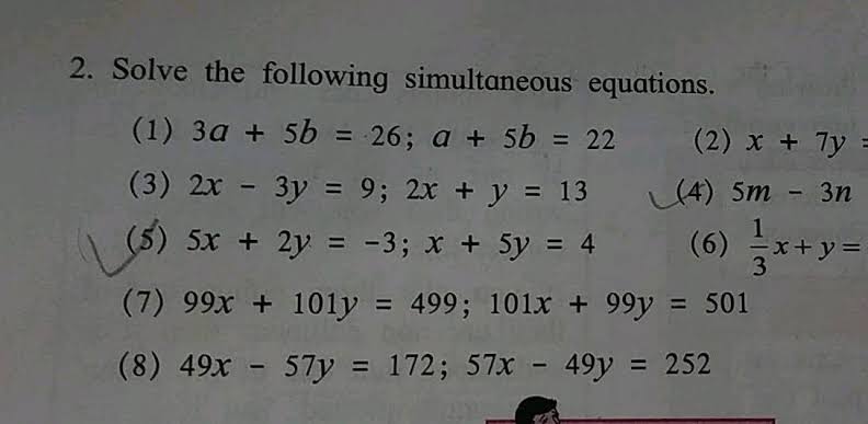 Solved Solve The Following Simultaneous Equations 1 3938