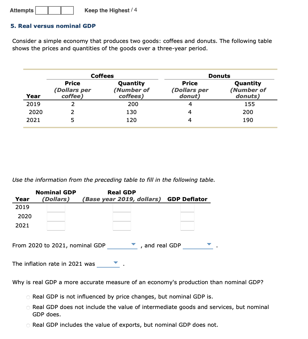 Solved 5. Real Versus Nominal GDP Consider A Simple Economy | Chegg.com