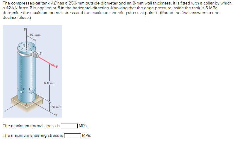Solved The compressedair tank AB has a 250mm outside