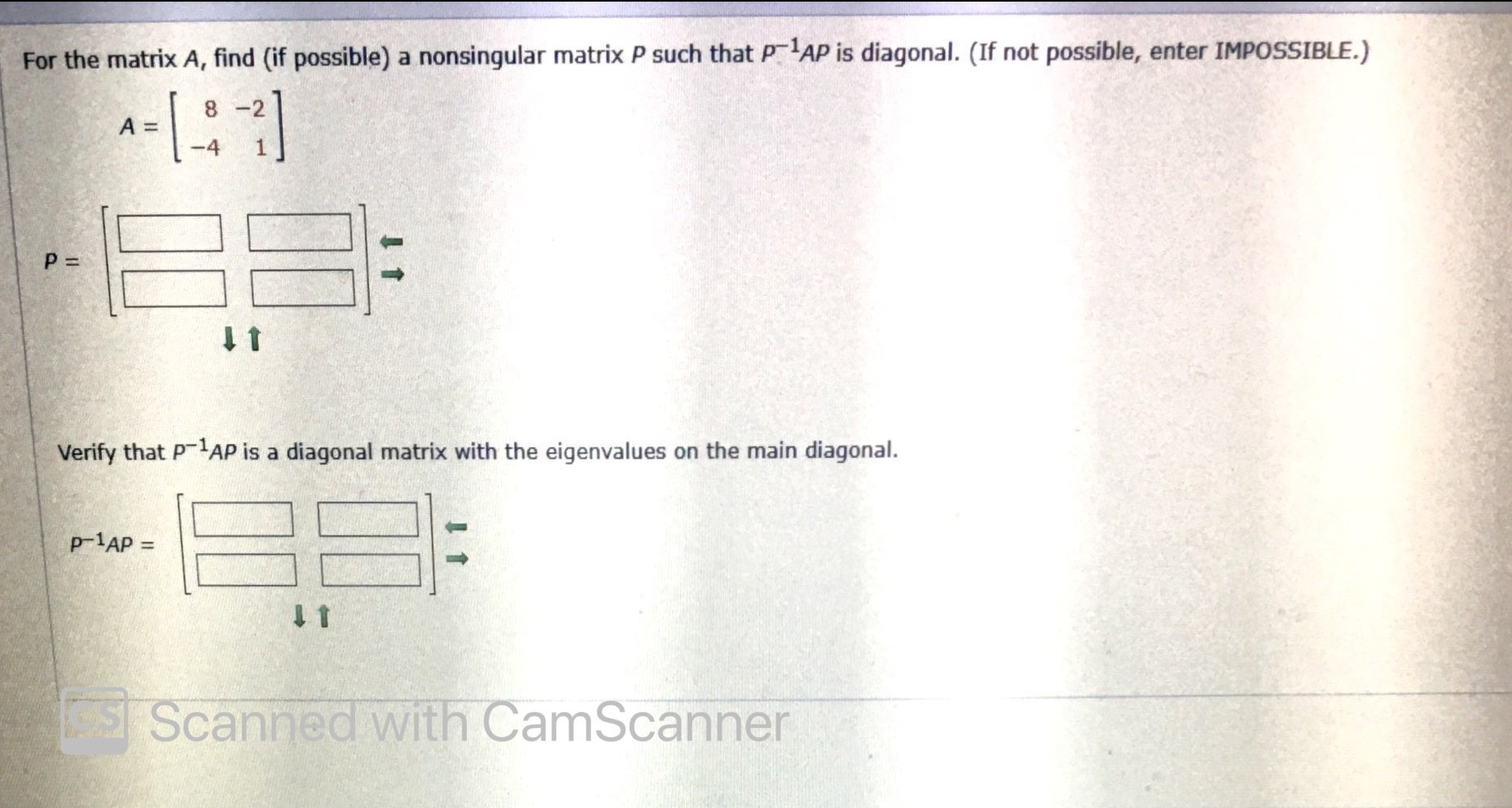 P 1ap Solved For the matrix A, find (if possible) a nonsingular | Chegg.com