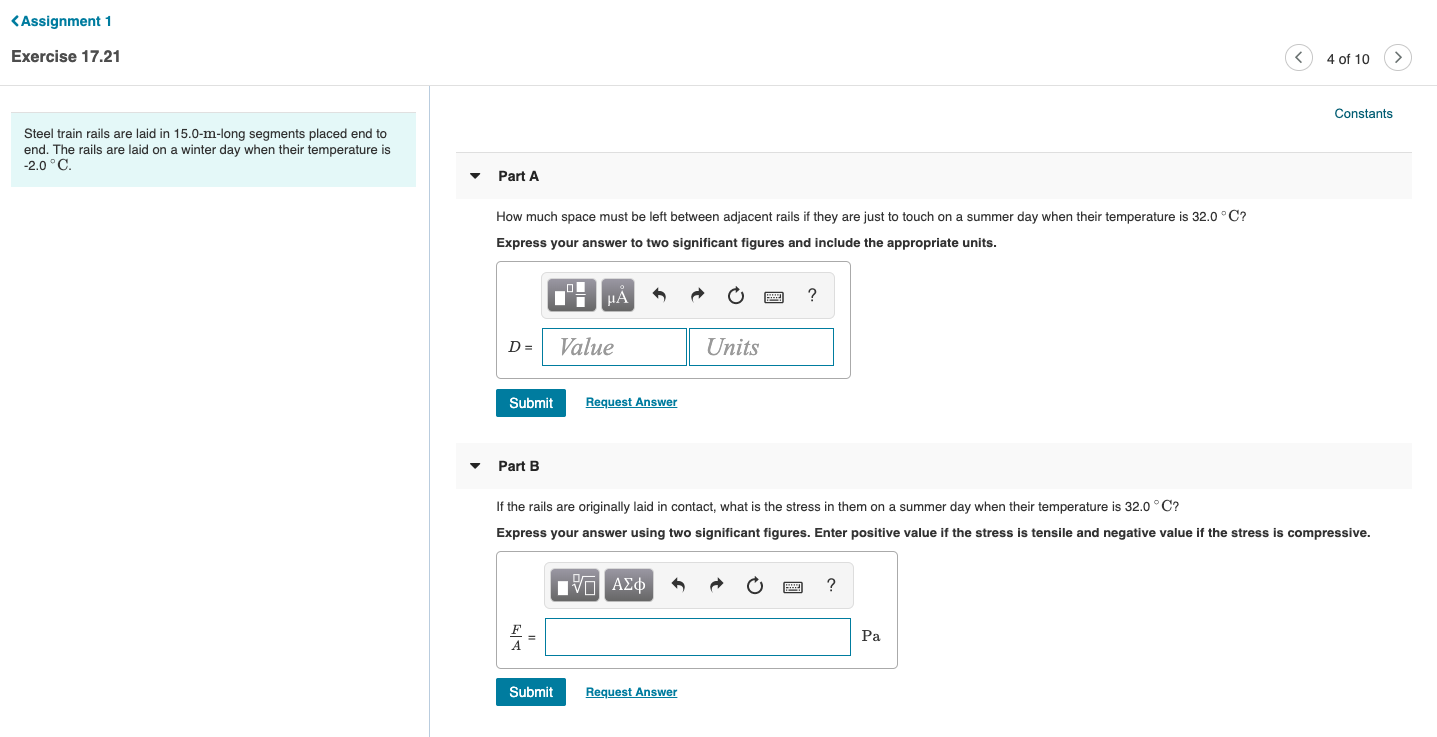 Solved Constants Steel train rails are laid in 15.0-m-long | Chegg.com