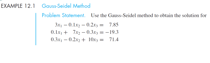 gauss seidel code in python