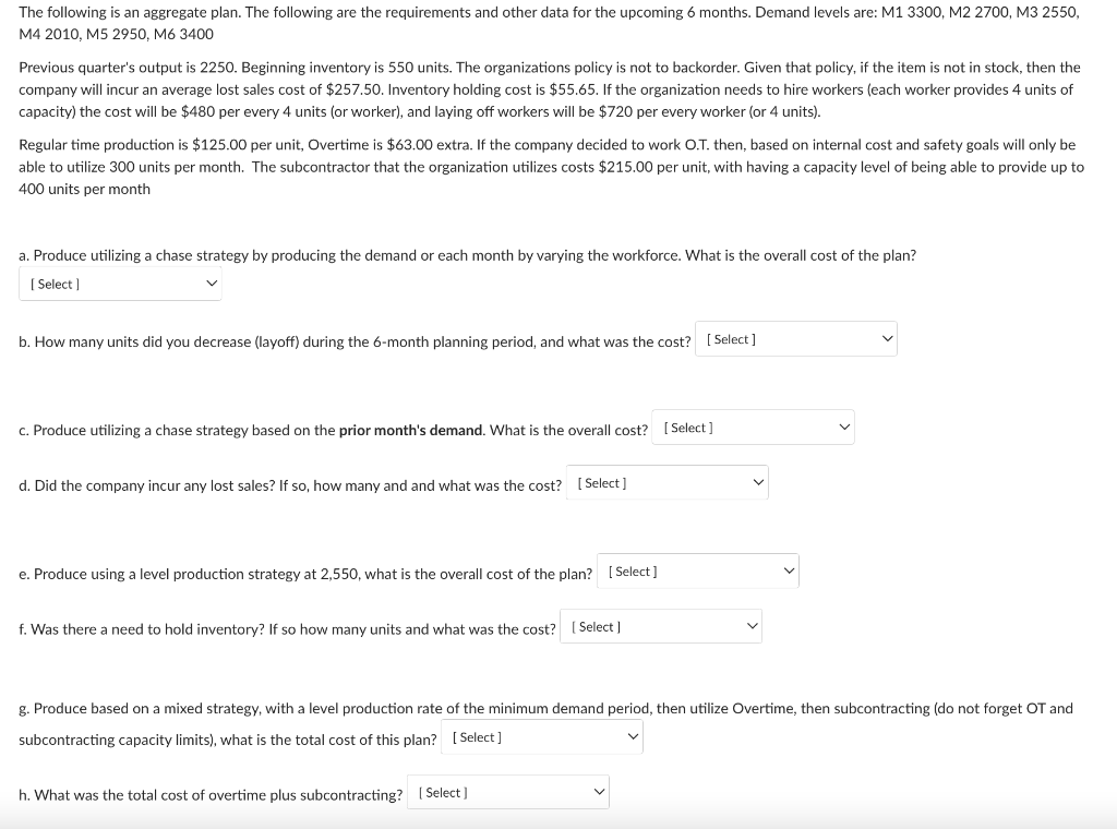 The following is an aggregate plan. The following are | Chegg.com
