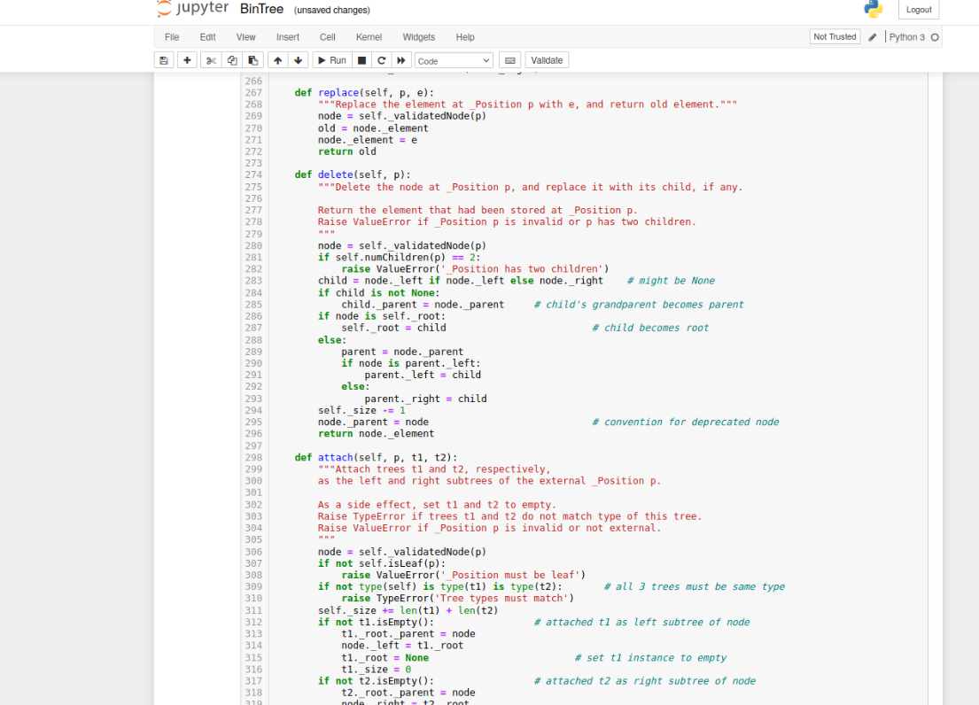 Logout Not Trusted Python 3 O jupyter BinTree | Chegg.com