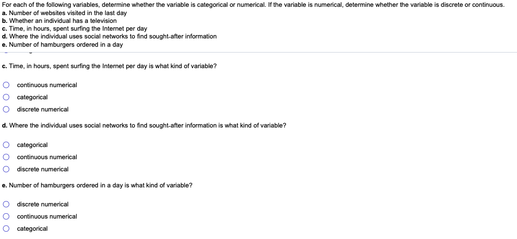 Solved For Each Of The Following Variables, Determine | Chegg.com