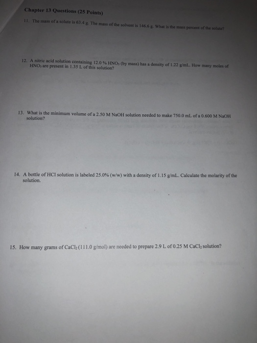 Solved Chapter 13 Questions (25 Points) 11. The mass of a | Chegg.com