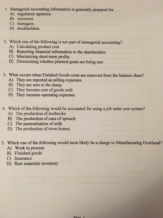 Solved Please answer the following 5 multiple choice | Chegg.com