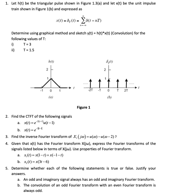 Solved 1. Let h(t) be the triangular pulse shown in Figure