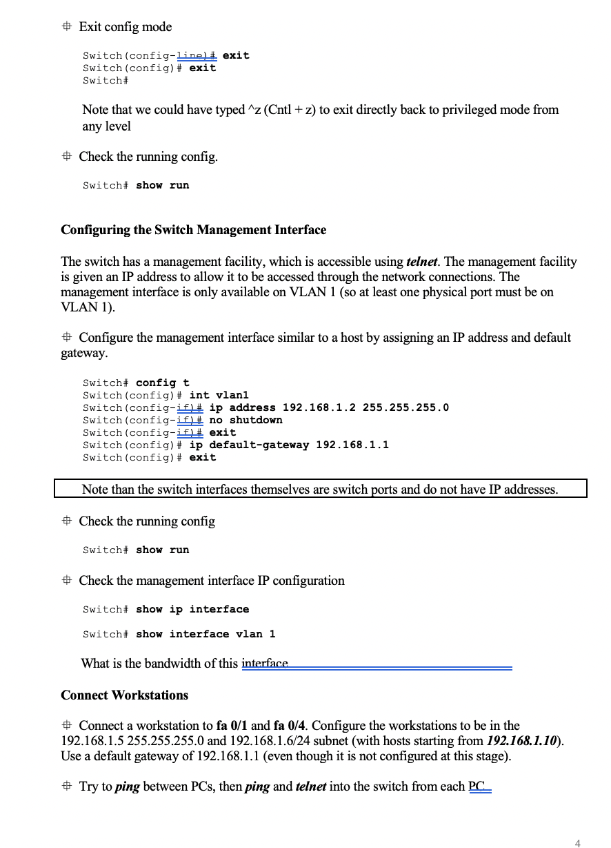 Configuring a Cisco 2950 Switch Aim: To perform a | Chegg.com