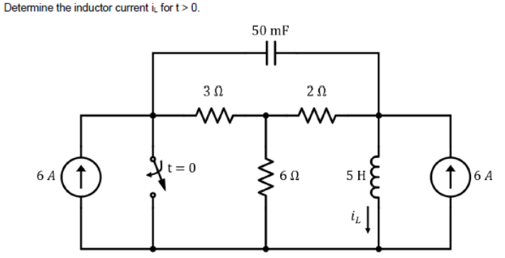 Solved Determine the inductor current iL for t>0. | Chegg.com