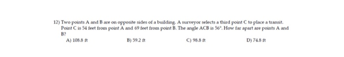 Solved 12) Two points A and B are on opposite sides of a | Chegg.com