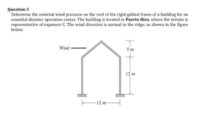 Solved Question 3 Determine the external wind pressure on | Chegg.com