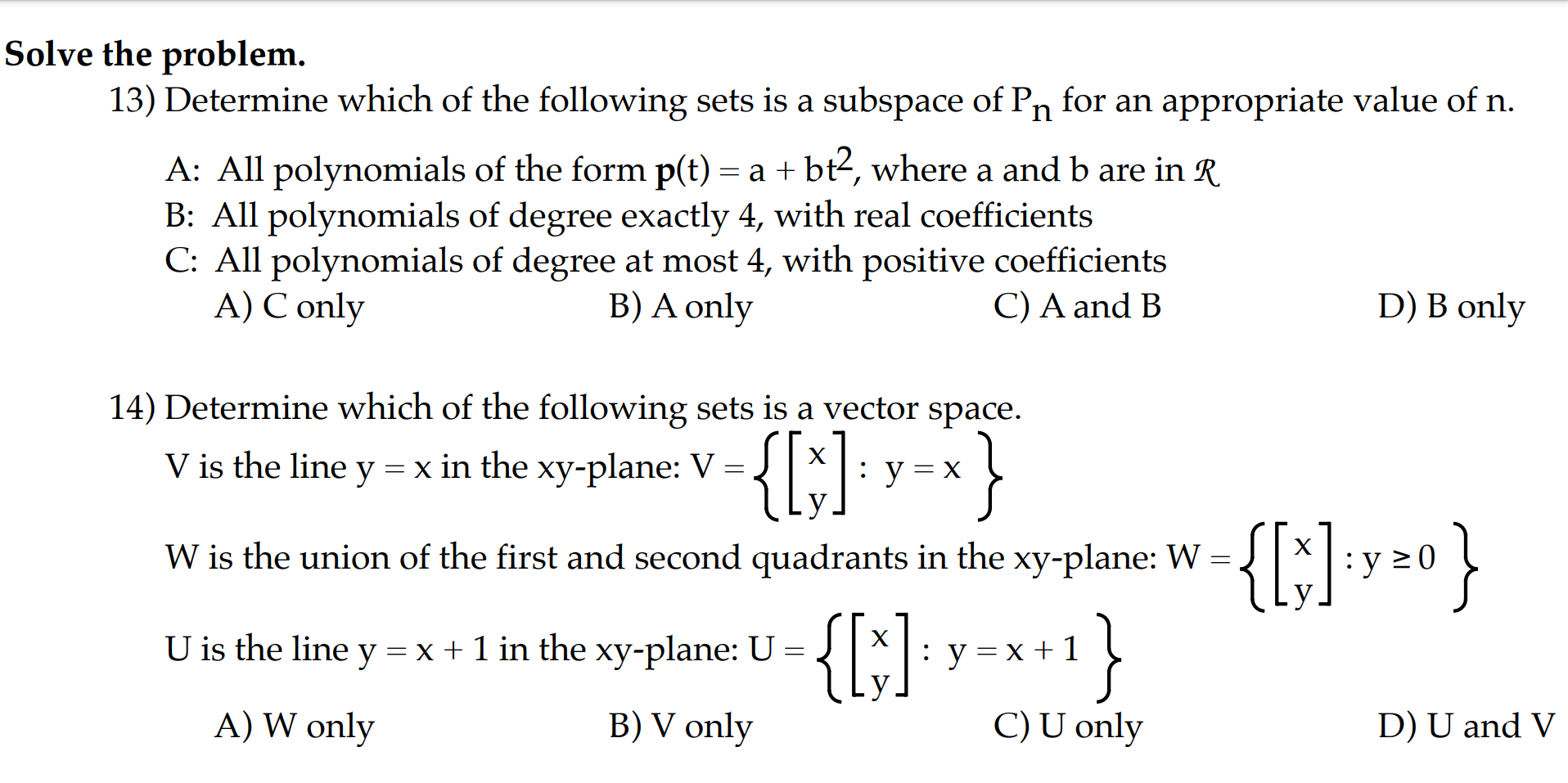 Solved Solve The Problem 13 Determine Which Of The Foll Chegg Com