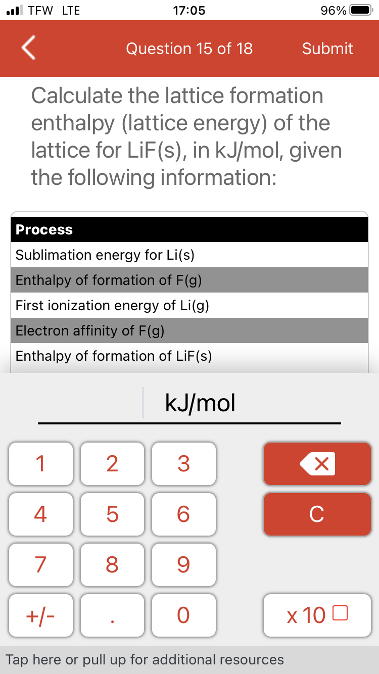 Calculate the lattice formation enthalpy (lattice | Chegg.com