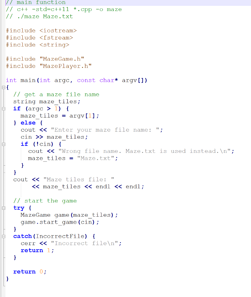 Implement the maze game in C++ 1. The purpose of | Chegg.com
