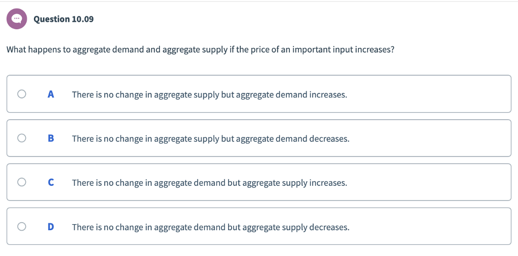 Solved Question 10.09 What happens to aggregate demand and | Chegg.com
