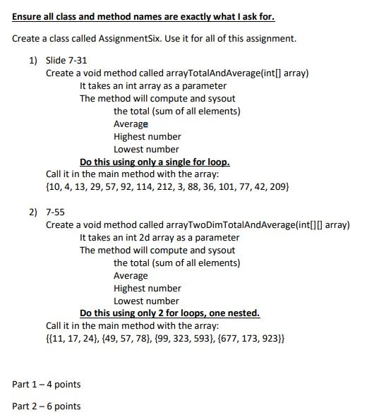 Solved Ensure all class and method names are exactly what I | Chegg.com