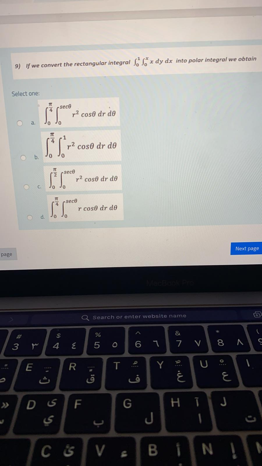 Solved 9 If We Convert The Rectangular Integral Solo X Chegg Com