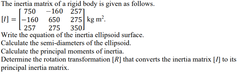 Solved The inertia matrix of a rigid body is given as | Chegg.com